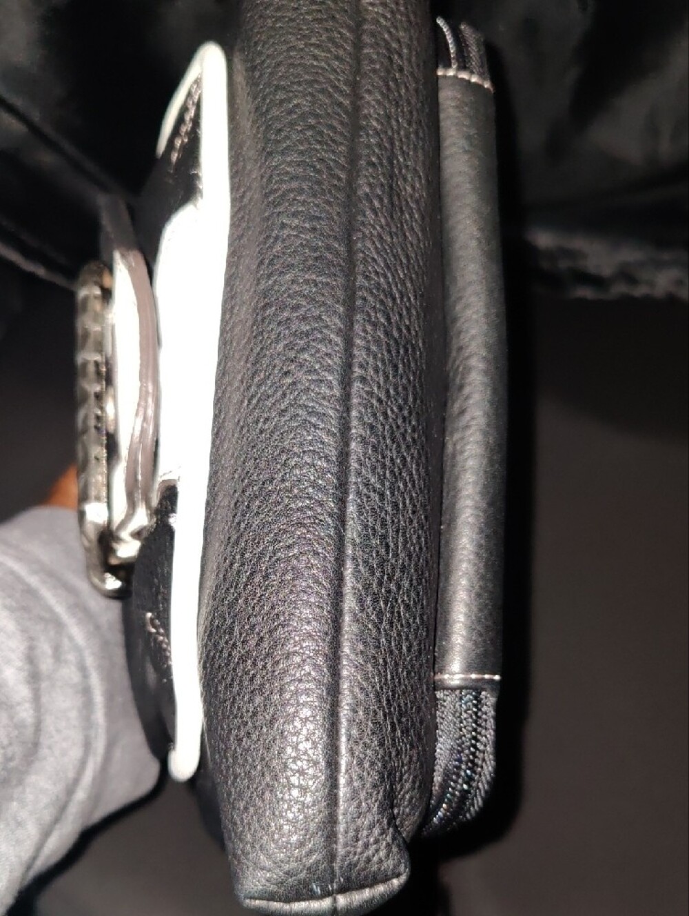 b. makowsky Black and White Leather Crossbody with Decorative Buckle - Picture 12 of 14